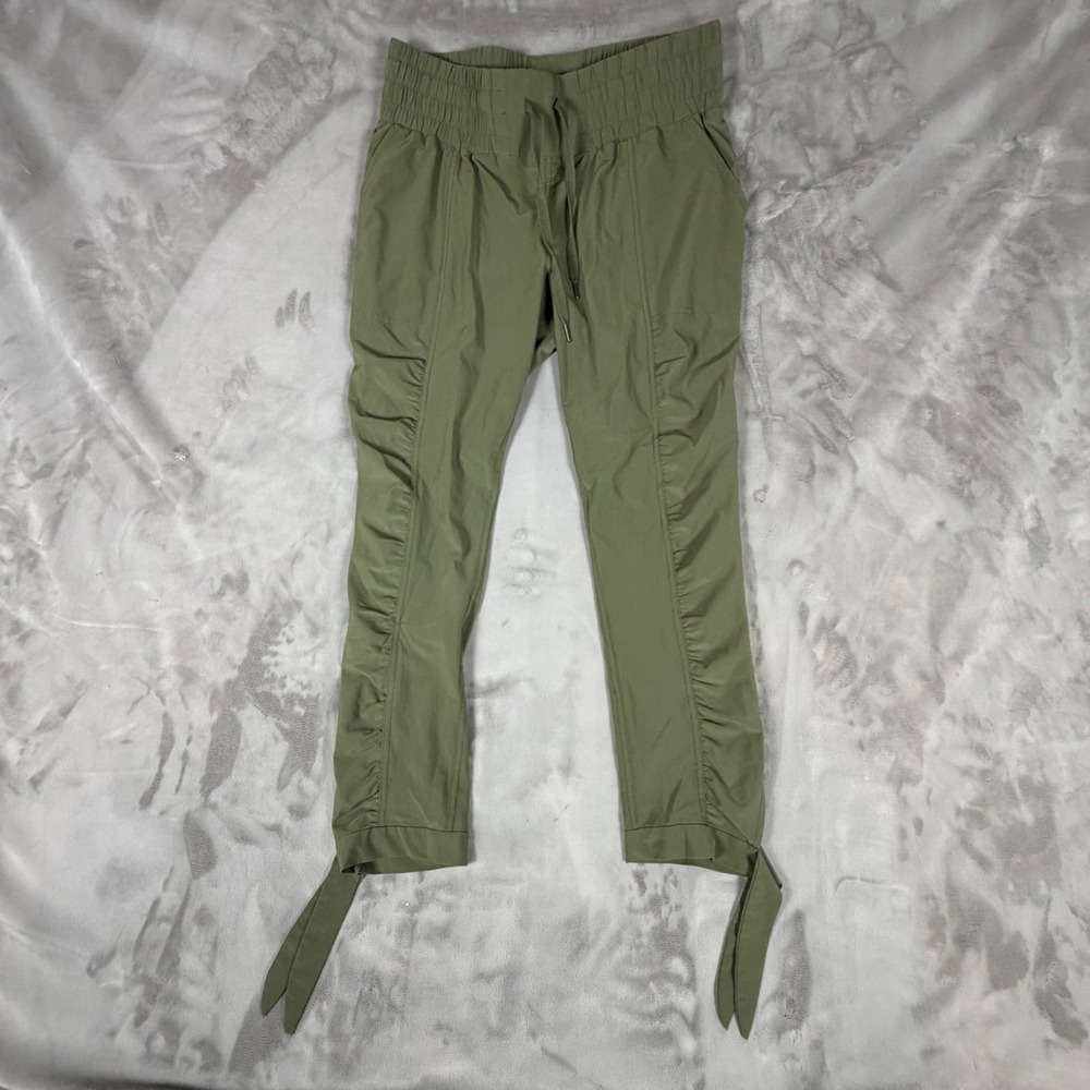 Prana Nemesis Knicker Olive Green Ruched Tie Cuff Hiking Pants Womens Small